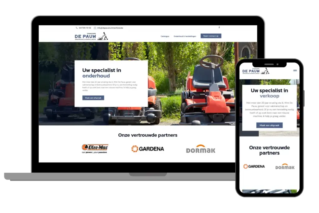 De Pauw Tuinmachines Portfolio Website